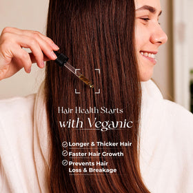 Veganic close-up droplet of oil highlighting lightweight texture and fast absorption