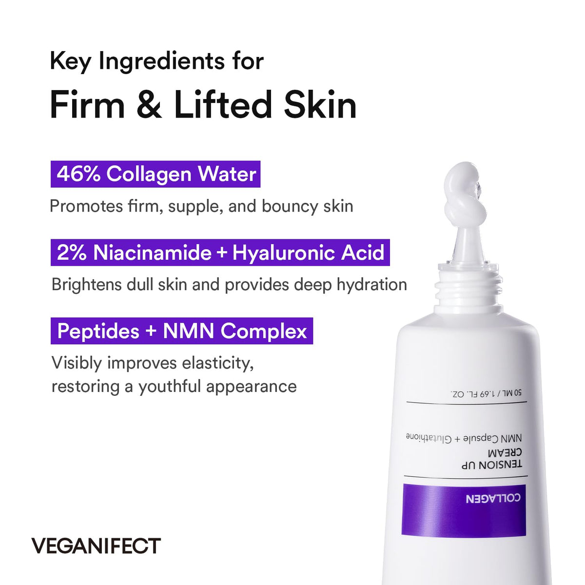 VEGANIFECT cream being smoothed on hand to show blendability and glow