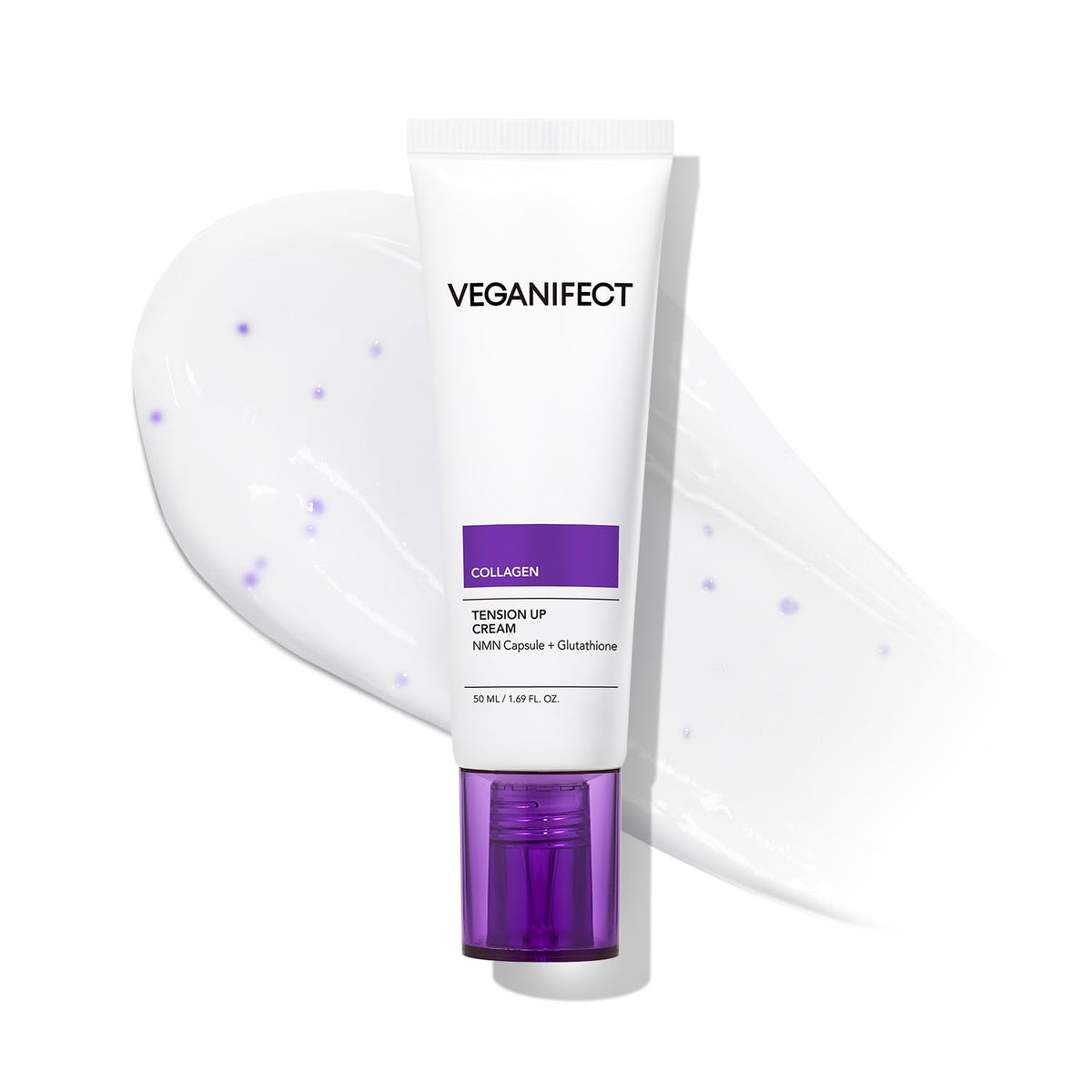 VEGANIFECT front jar view showing purple cream and brand clarity benefit
