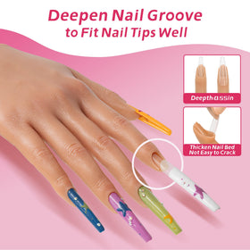 Veikmv detailed shot of deep nail grooves keeping tips stable during filing