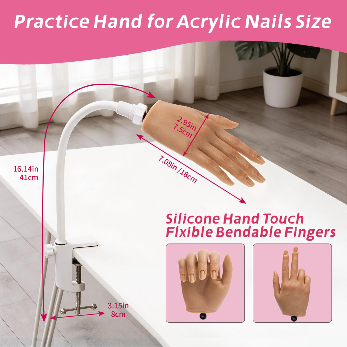 Veikmv hand mounted with clamp showing stable tabletop practice setup
