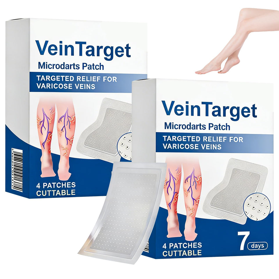 Generic Vein Target front packaging showing two patches and benefits