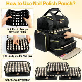 Veirdro packed with nail lamp and polish bottles, secures equipment for travel