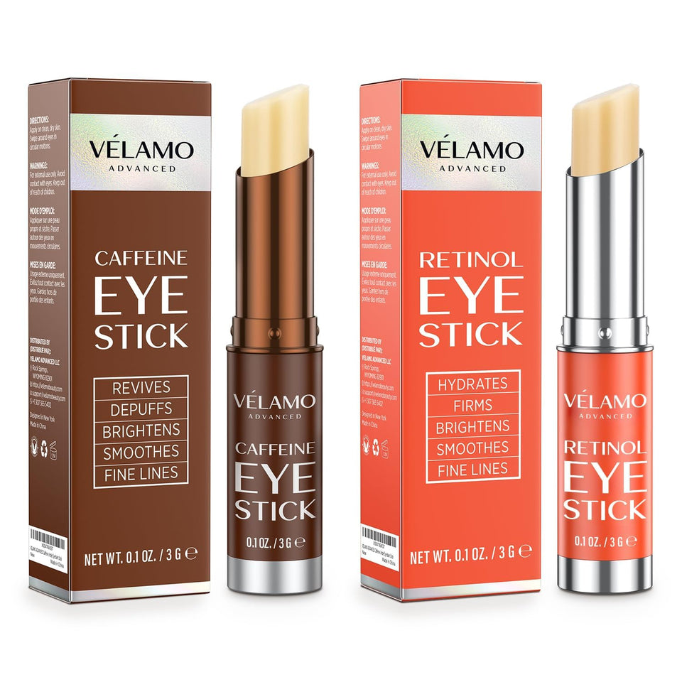 VELAMO ADVANCED front packaging showing both eye sticks and benefits