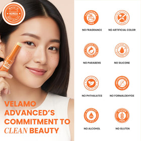 VELAMO ADVANCED applying stick under-eye to demonstrate easy, mess-free use