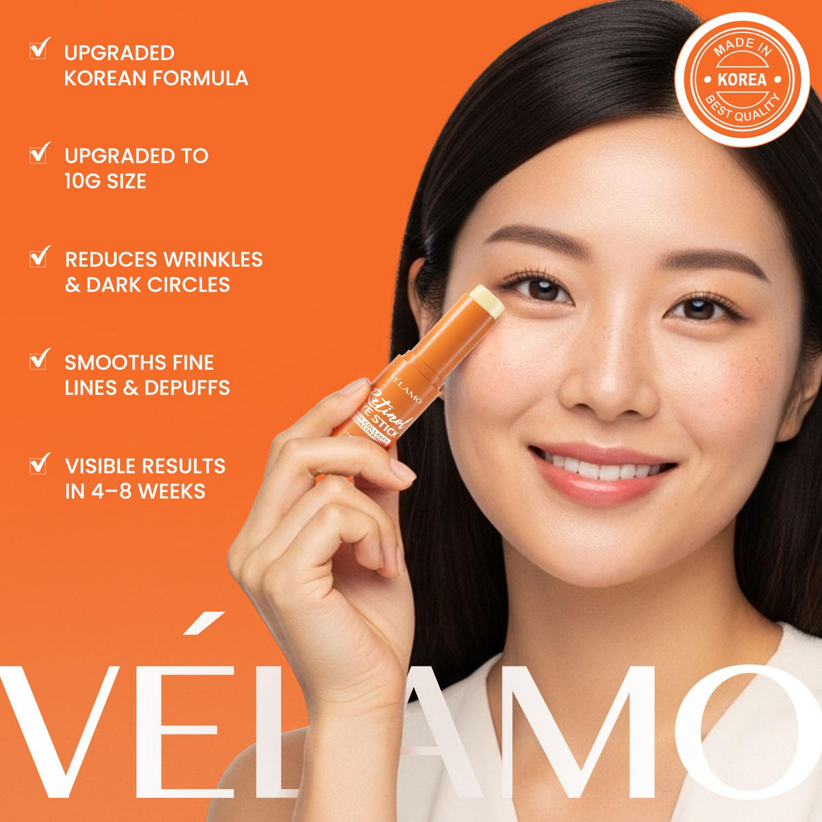 VELAMO ADVANCED open cap and visible stick tip for hygienic swipe application