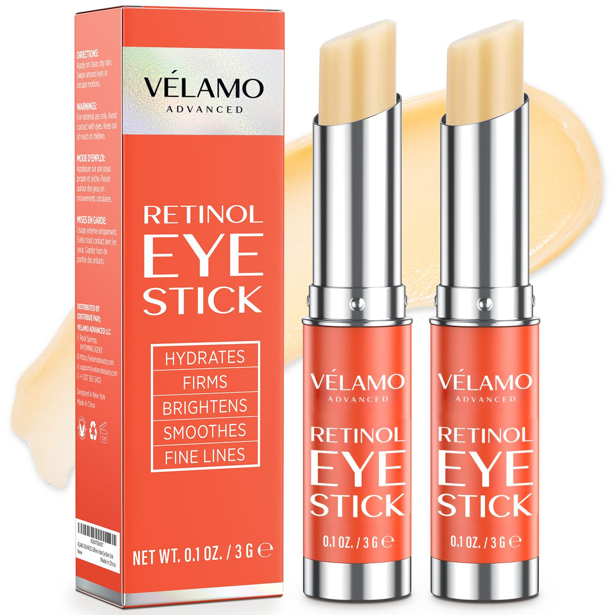 VELAMO ADVANCED front packaging showing compact two-pack for travel convenience