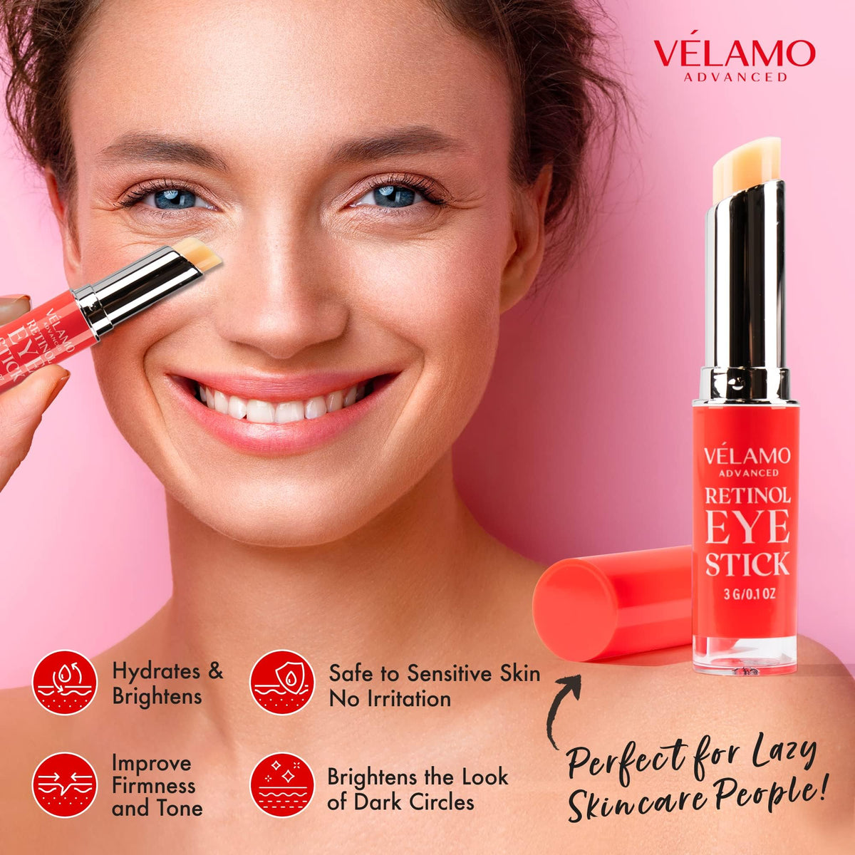 VELAMO ADVANCED stick open close-up highlighting smooth application tip