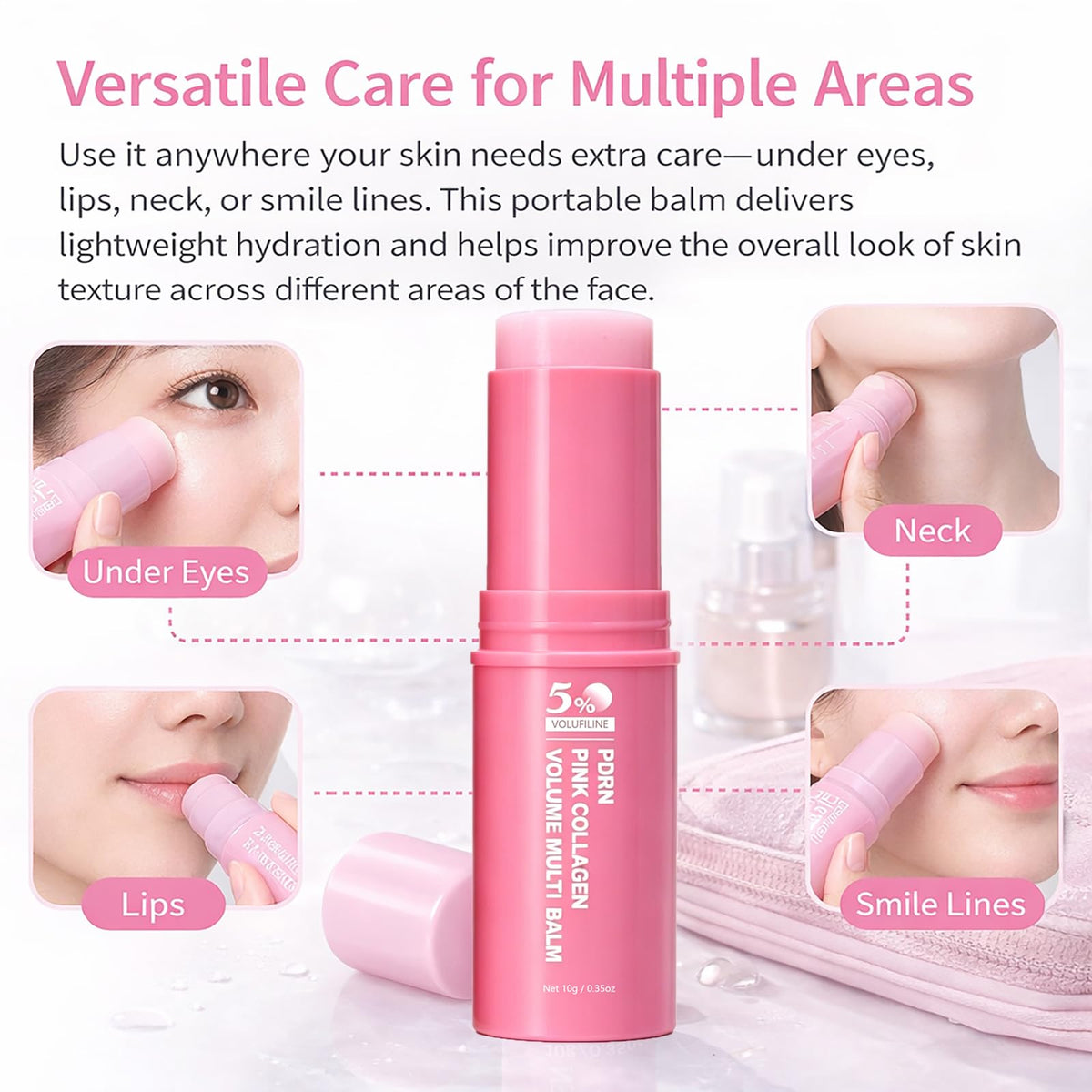 Velare Oil lifestyle image applying stick to forehead and neck for texture care