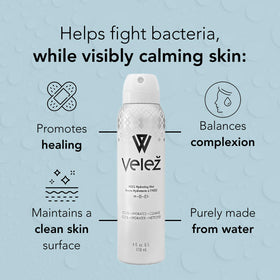 Velež mist texture spray pattern showing fine hydration mist for quick absorption
