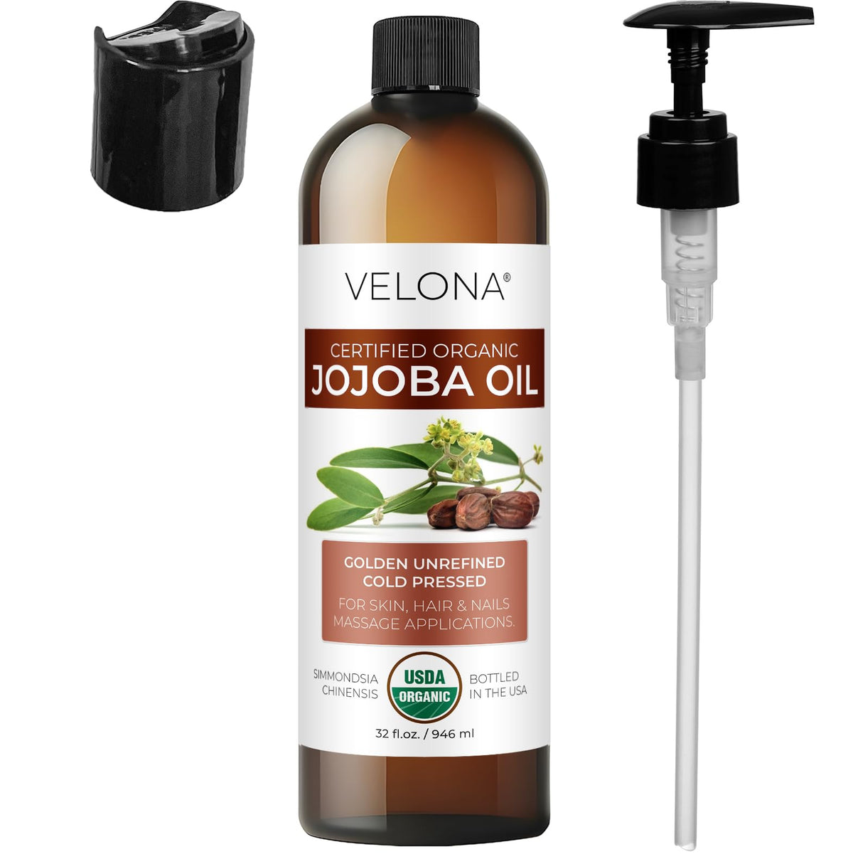 velona 32oz bottle next to hand showing large size and long-lasting supply benefit