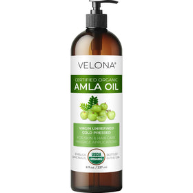 velona amla oil front bottle showing label and organic certification benefits