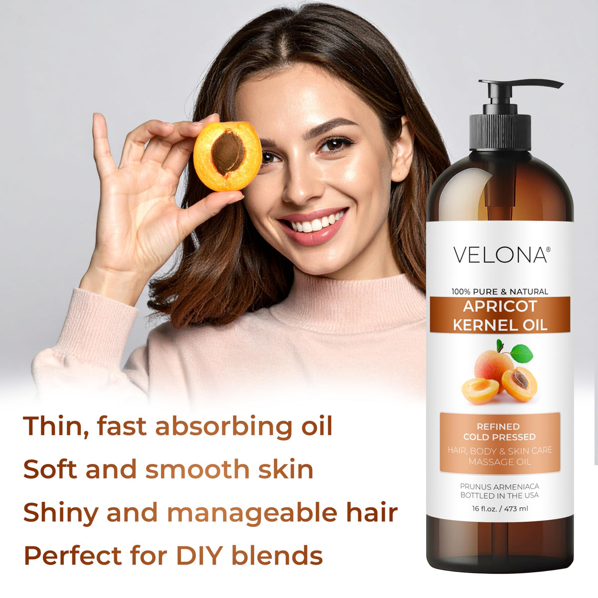 velona applied to hair ends demonstrating shine and manageability benefit