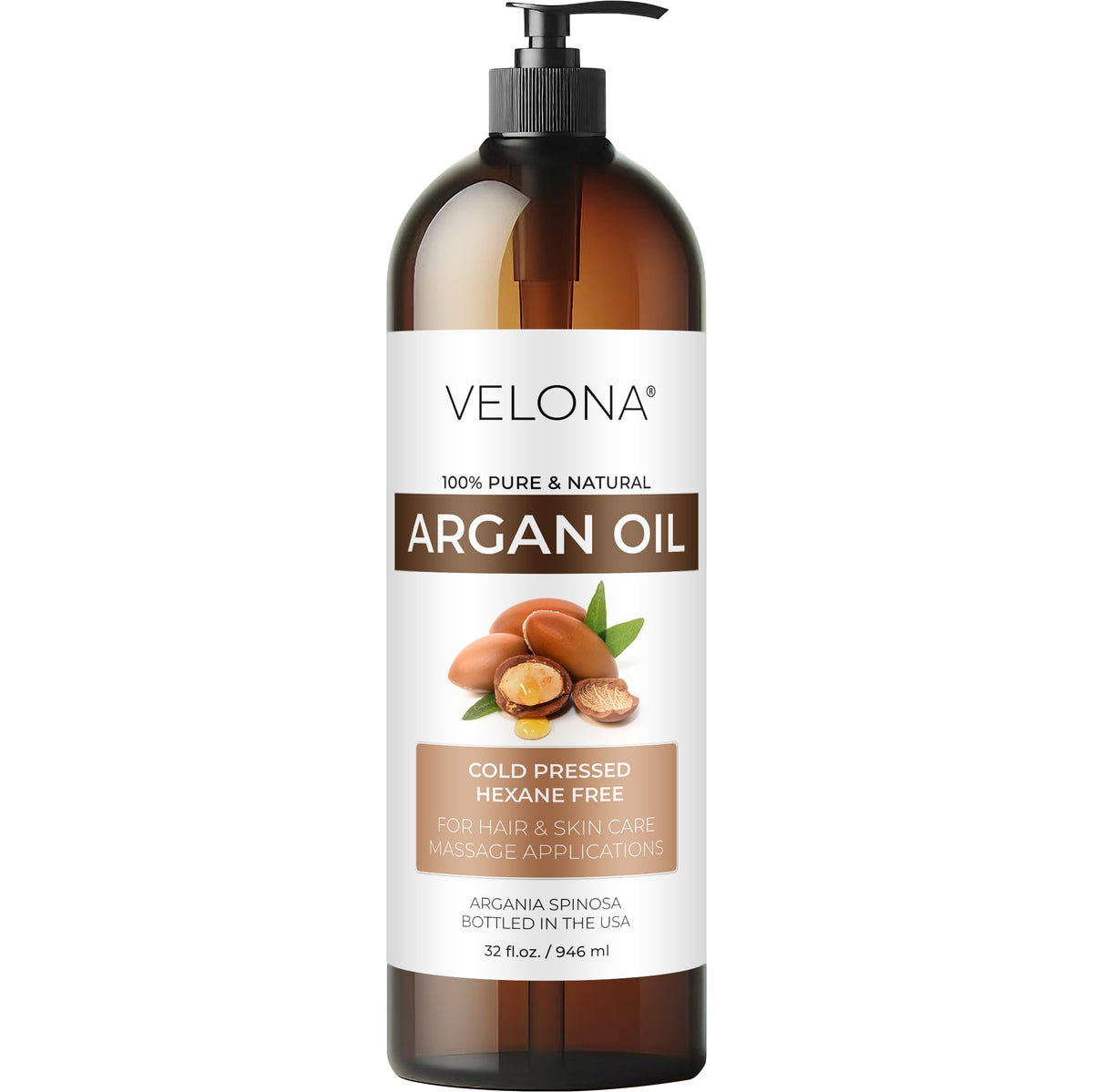 velona bottle front view showing label and pure argan oil benefits