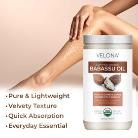 velona oil being massaged into skin showing hydrated, non-greasy finish