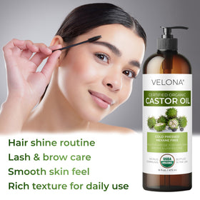 velona castor oil single drop close-up showing thick texture and nourishing benefit