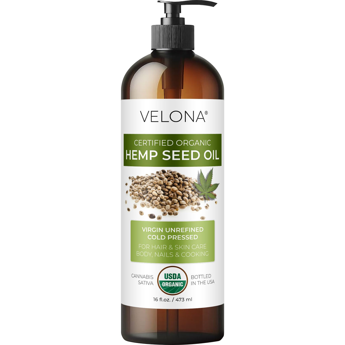 velona front bottle showing label and full-size packaging benefit recognition