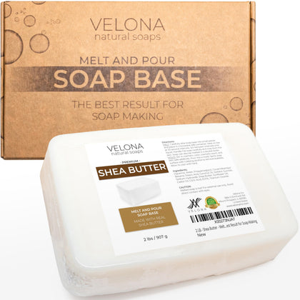 velona front packaging showing 2 lb soap base and natural benefits