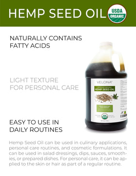 velona hemp seed oil close-up pour highlighting cold-pressed texture benefit