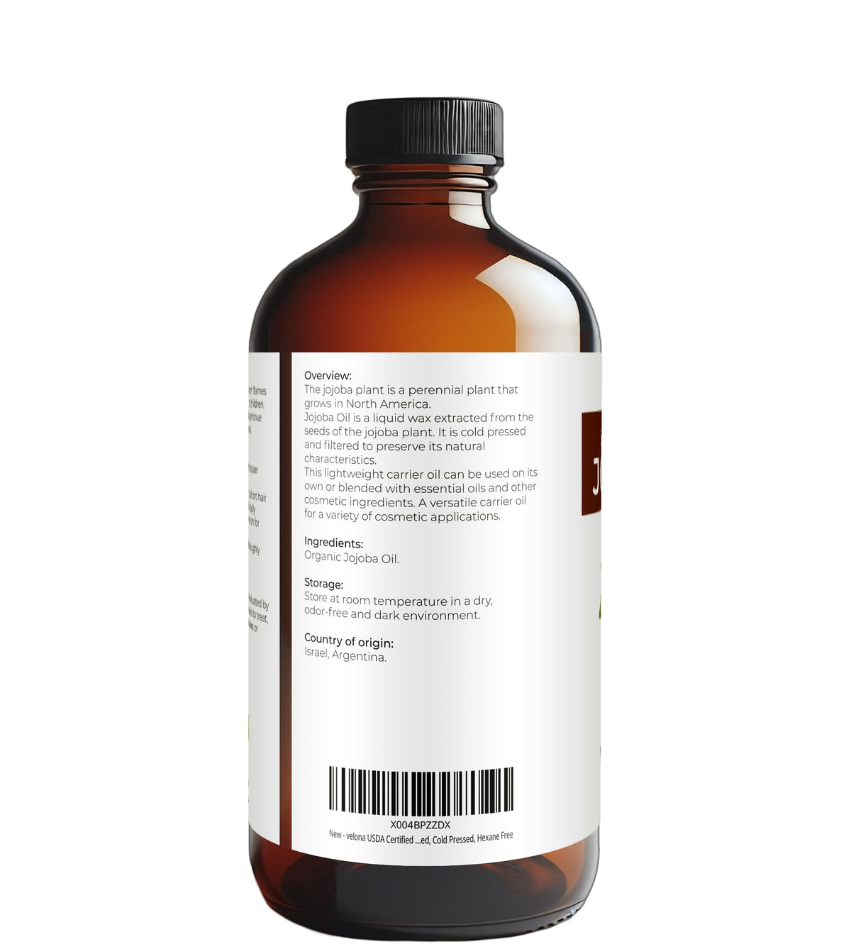 velona bottle label detail emphasizing USDA organic benefit