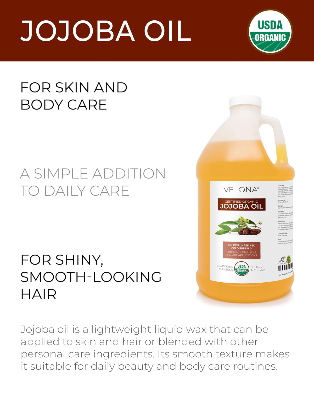 velona jojoba oil pouring from jug demonstrating smooth pour and purity