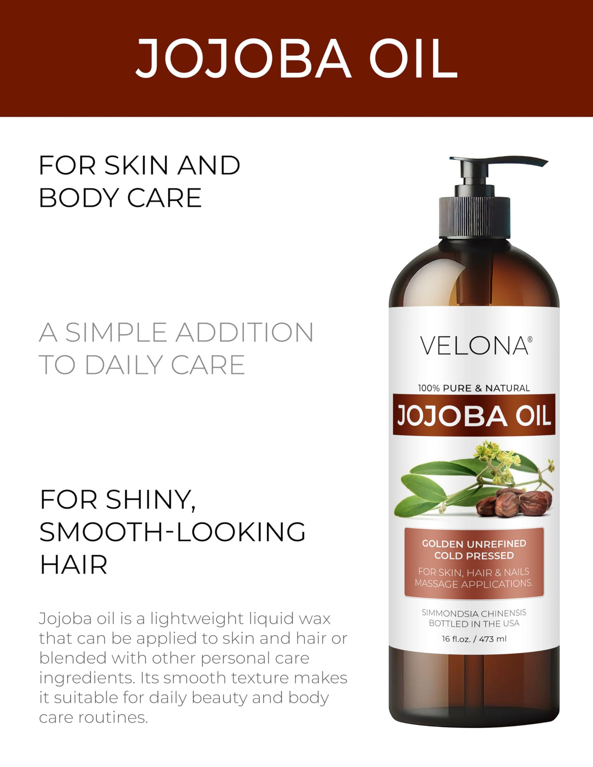 velona jojoba oil pump dispense action demonstrating controlled, mess-free use