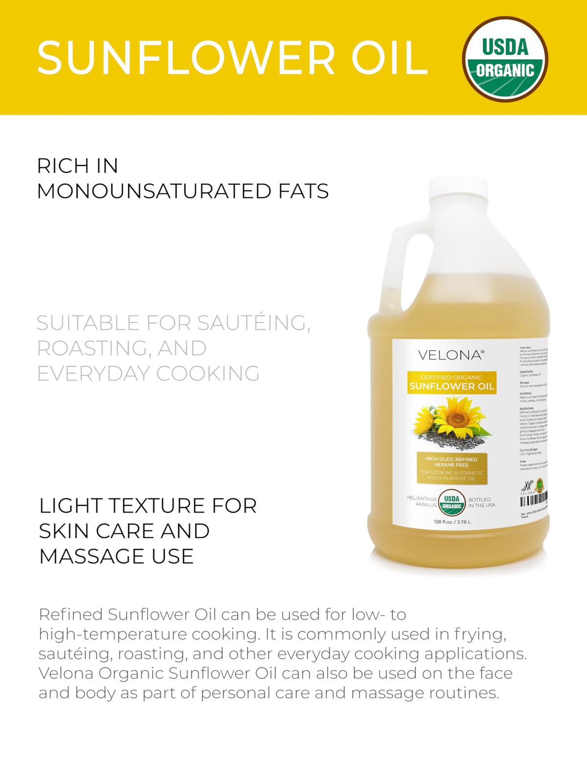 velona pouring oil close-up illustrating smooth texture and easy use