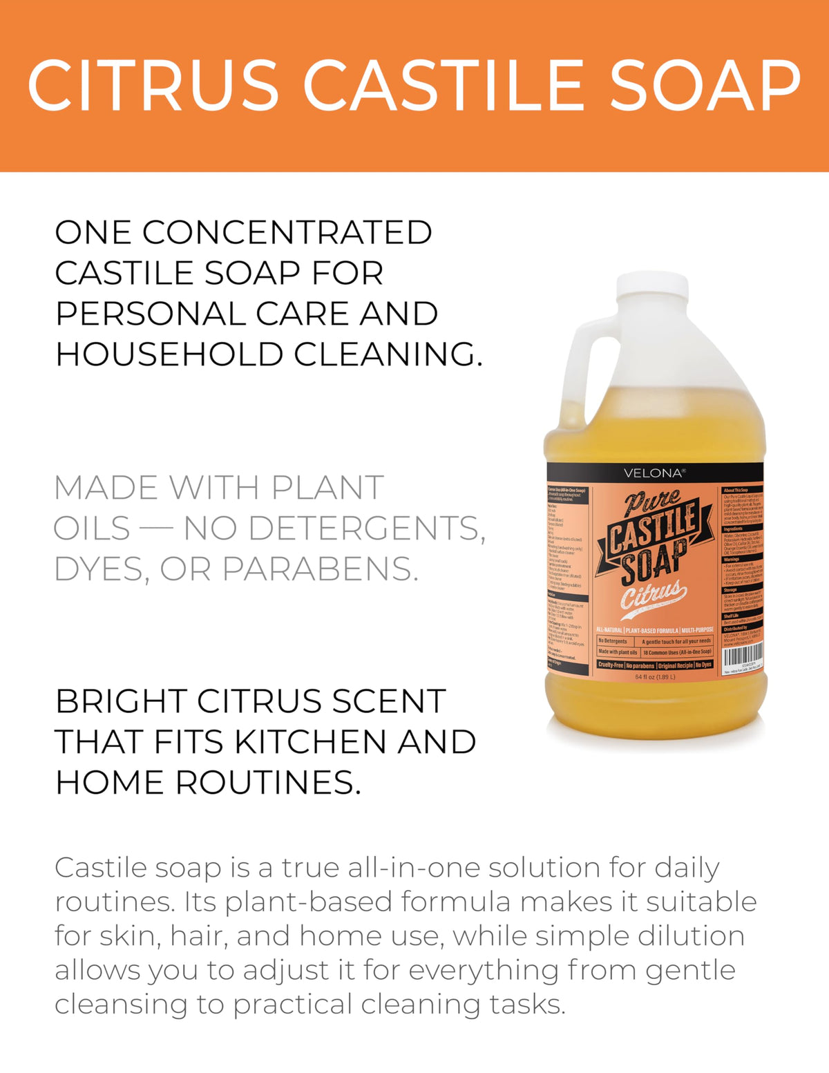 velona pouring close up with citrus drop highlighting easy dilution benefit