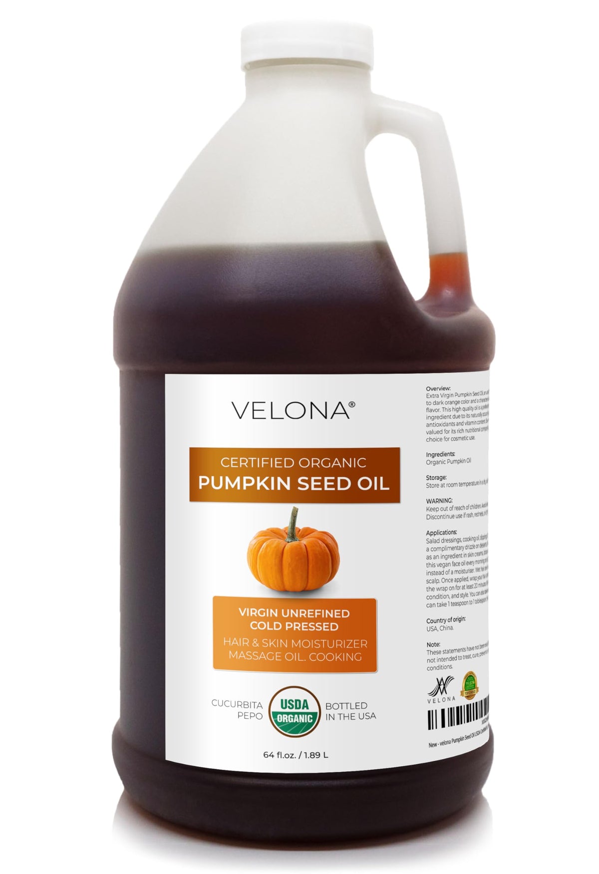 velona front bottle showing label and USDA organic certification benefit clarity