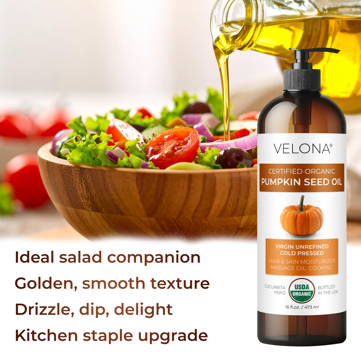 velona applied to hair ends showing moisturizing benefit and shine