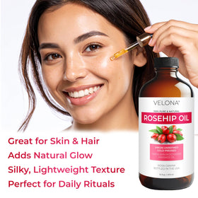 velona rosehip oil used in a massage setting for hydrated skin