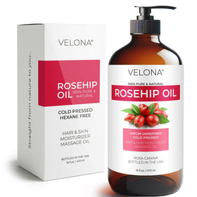 velona rosehip oil front glass bottle showing pure packaging and clarity