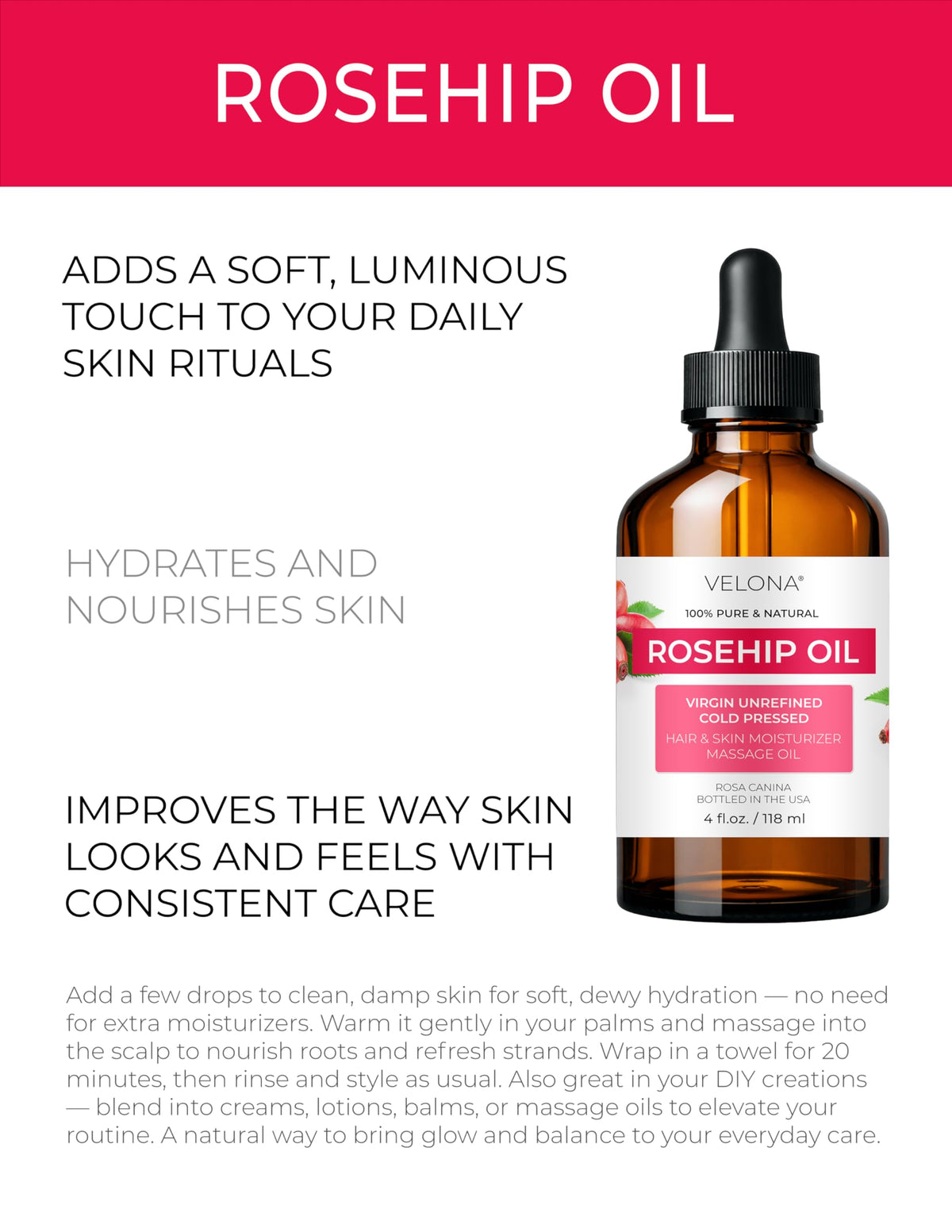 velona oil pouring to show silky texture and fast absorption benefit