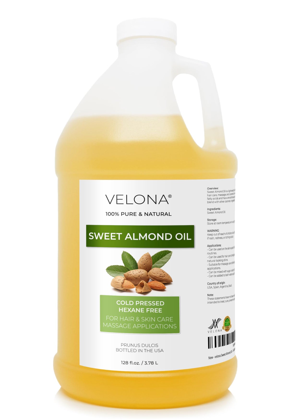 velona bottle front packaging shows pure carrier oil and size benefit