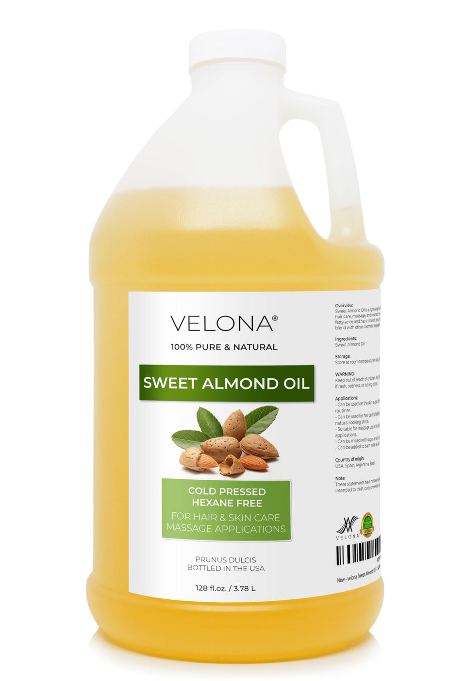 velona bottle front packaging shows pure carrier oil and size benefit