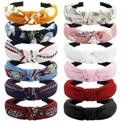 VELSCRUN front pack display showing 12 floral headbands and styling inspiration