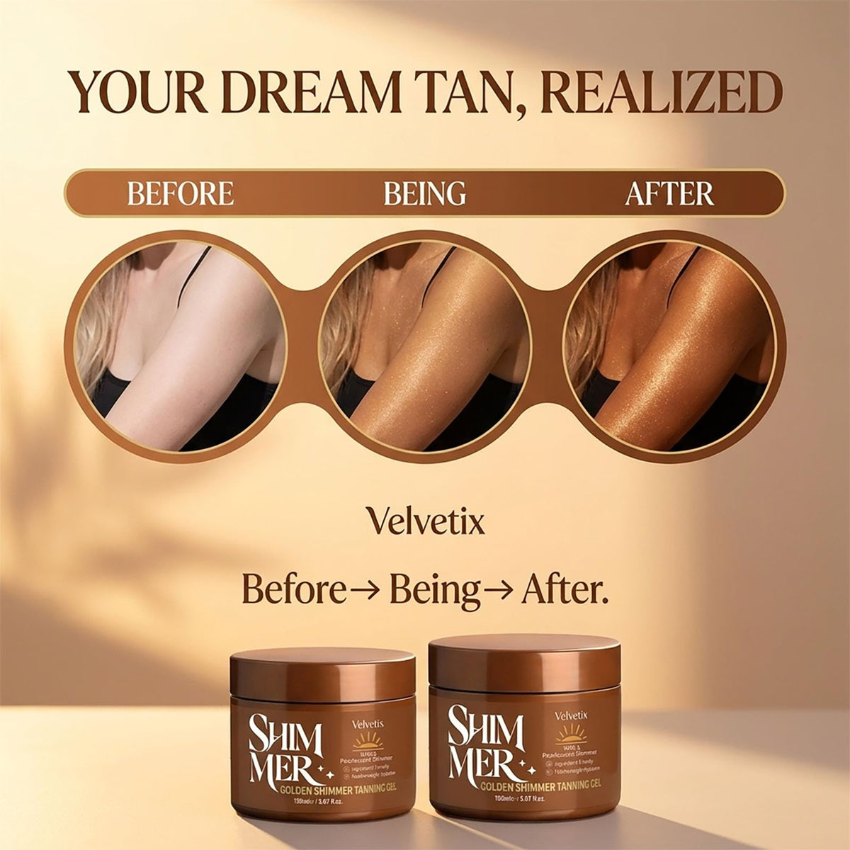 Velvetix applied on arm demonstrating smooth, streak-free blend