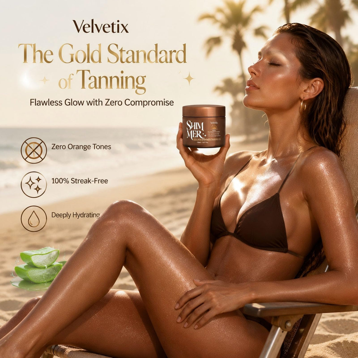 Velvetix shimmer pearls catching sunlight for instant luminous glow