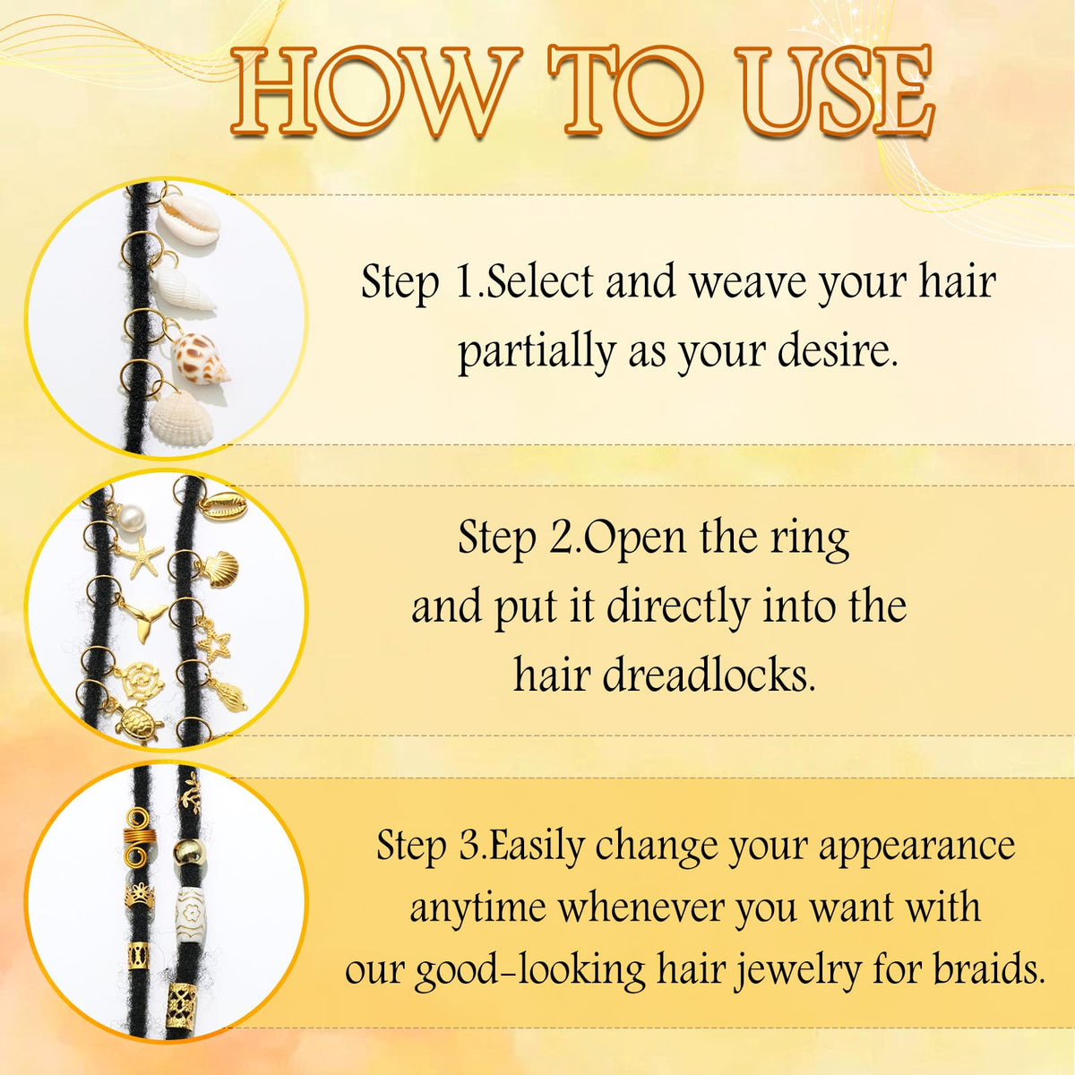 VENOFEN lifestyle image beach braid wearing shell charms for stylish vacation look