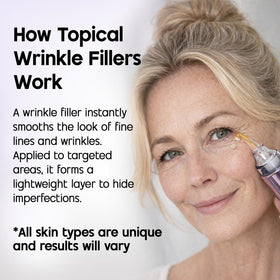 Venofye being applied under eye demonstrating quick smoothing and temporary tightening