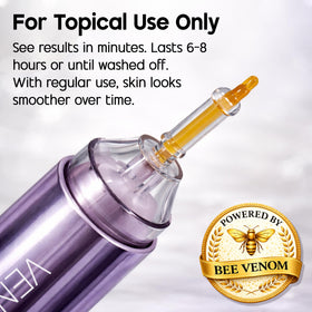 Venofye serum texture drop on fingertip showing hydrating consistency and spreadability