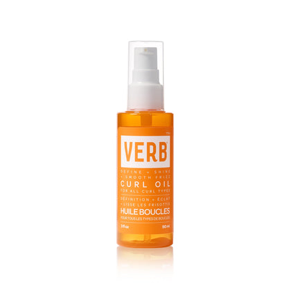 VERB curl oil front bottle showing packaging and easy use benefit