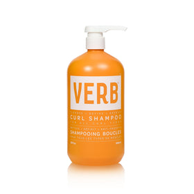 VERB curl shampoo front packaging showing bottle and branding benefits