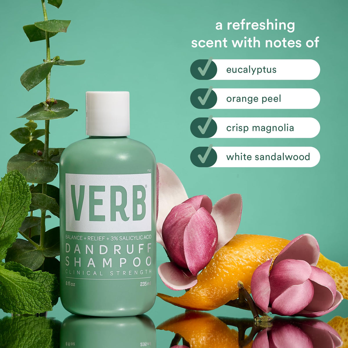 VERB creamy shampoo lather texture close-up, shows gentle foaming action
