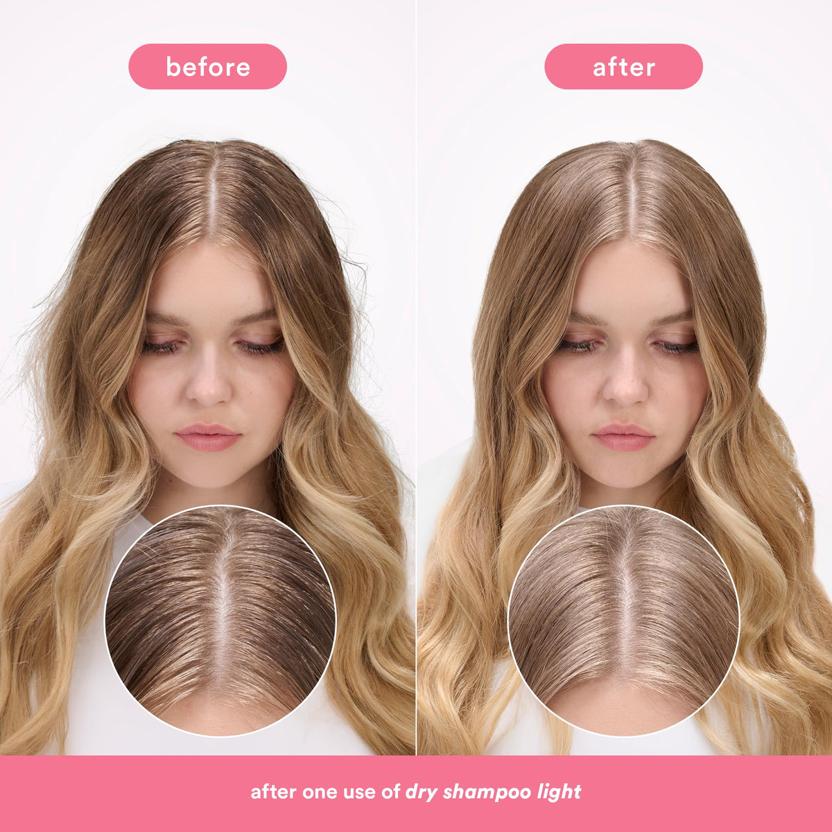 VERB spray action showing an even mist to quickly refresh roots and volume