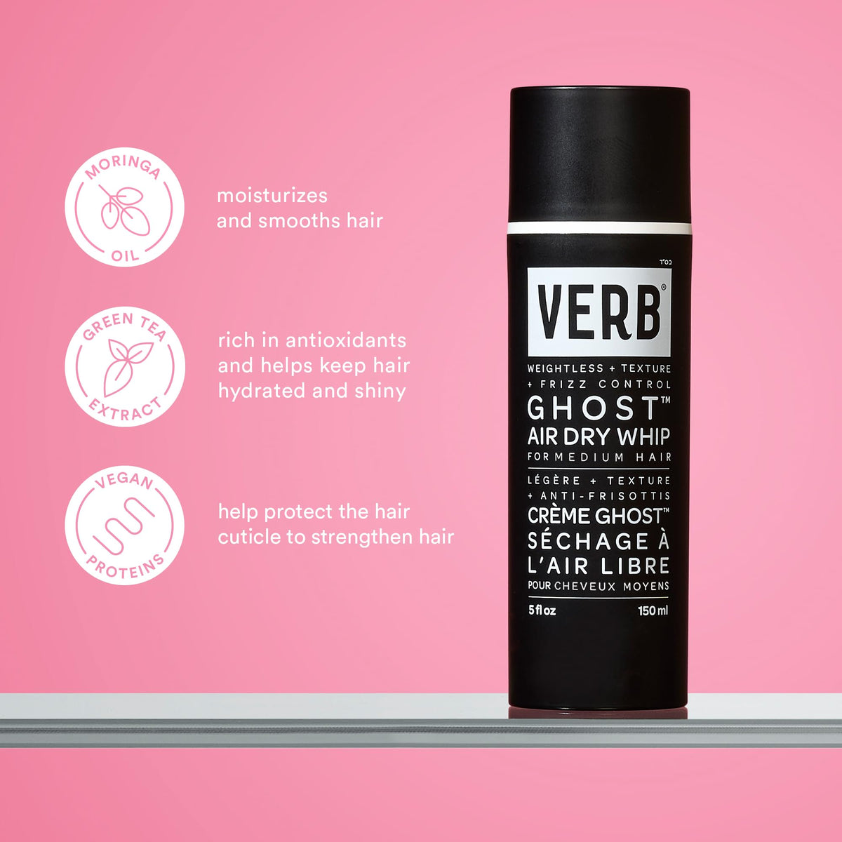 VERB Ghost Air Dry Whip tube showing styling control and texture benefit