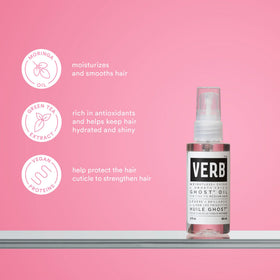 VERB before and after hair split showing reduced frizz and added shine