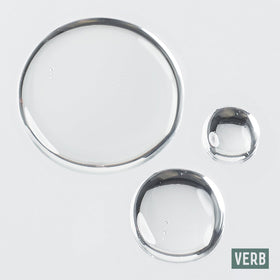 VERB finished hair showing glossy, frizz-free ends for visible shine improvement