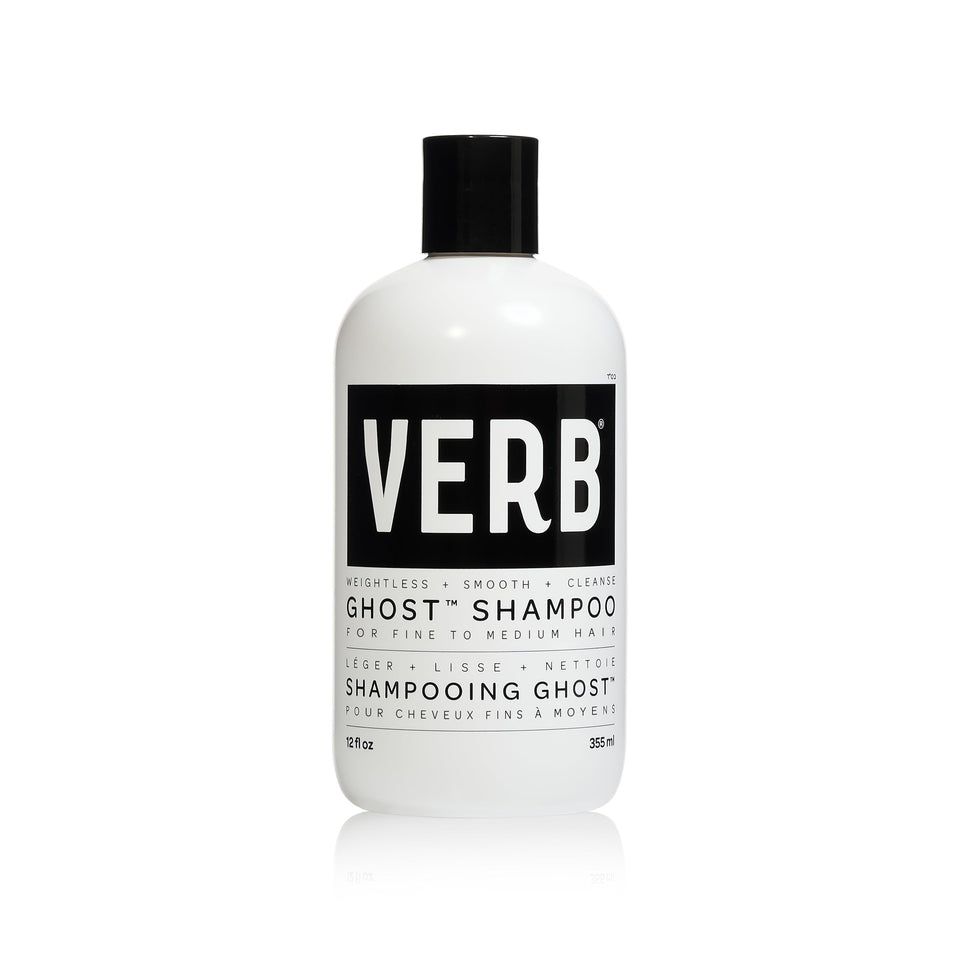 VERB Ghost shampoo front bottle showing branding and sleek packaging benefit clarity