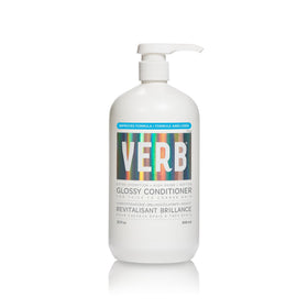 VERB glossy conditioner front bottle showing large 32 fl oz size and salon-ready benefit